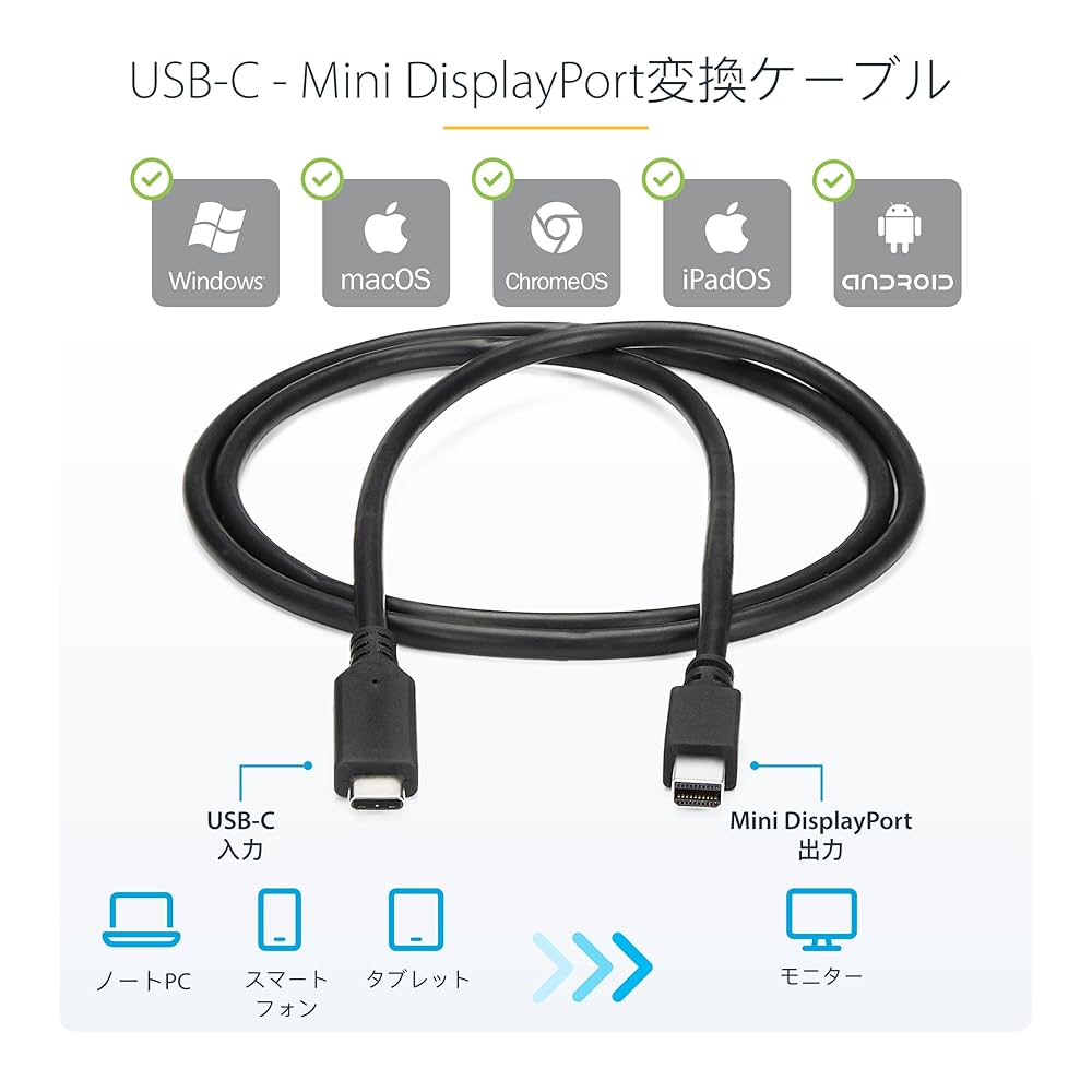 Amazon.co.jp: StarTech.com USB-C - Mini DisplayPortケーブル